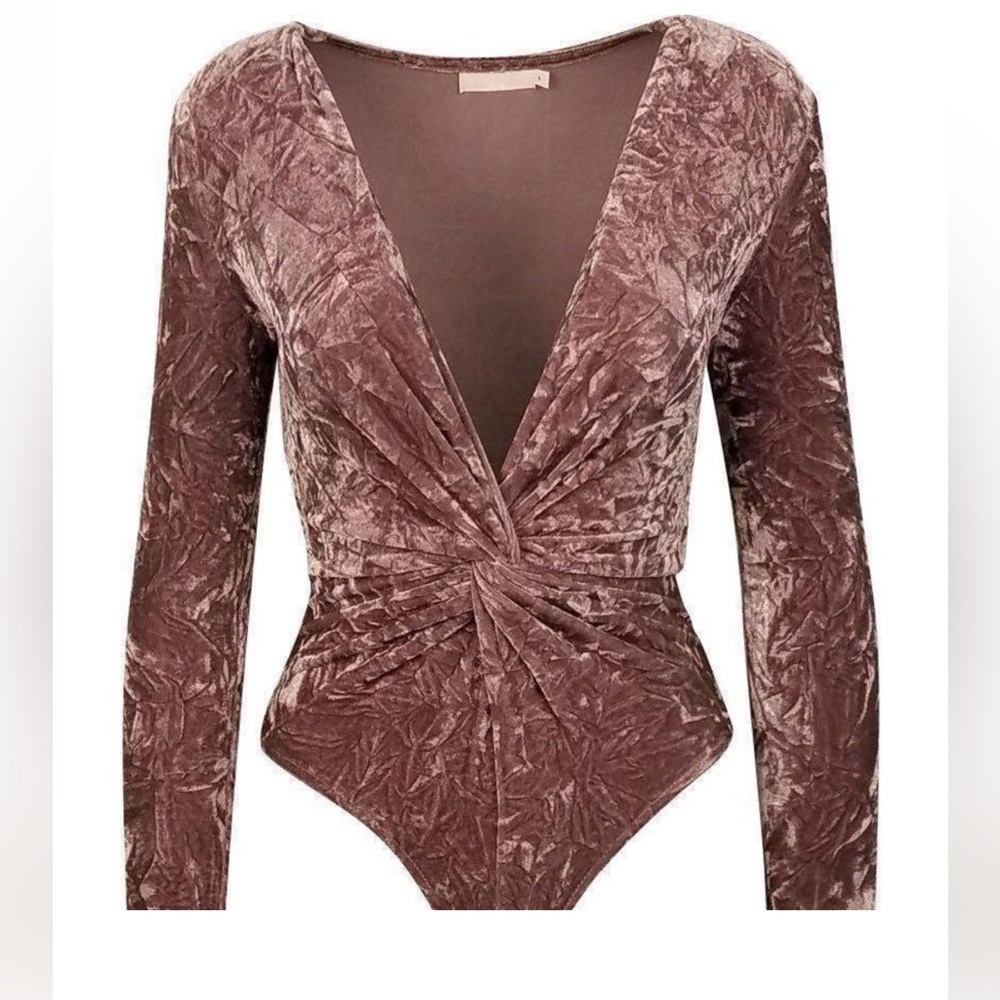 Velvet Blush Mauve Deep Cut Bodysuit
